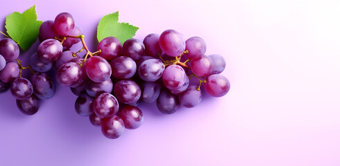 fresh purple grape fruit healthy food concept Arrange a beautiful top view with space on a pastel...