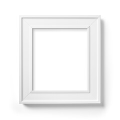 Minimal empty square white frame mockup template isolated on white background.