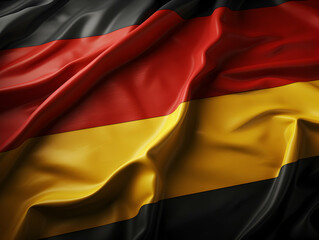 Naklejka premium Germany national flag background, Germany flag weaving made by silk cloth fabric, Germany background, ai generated image