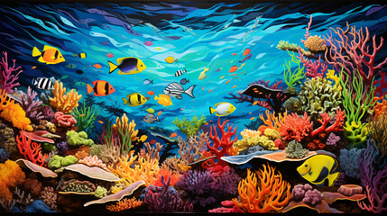 Fototapeta na wymiar A painting of a coral reef