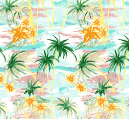 Fototapeta na wymiar seamless pattern with palm trees