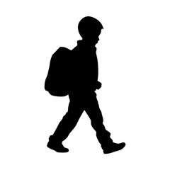 Fototapeta na wymiar Kid student silhouette, students, education in back to school vector illustration, primary school student walking silhouette