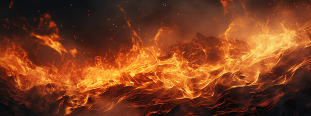 Captivating fire scene, pitch-black background,.