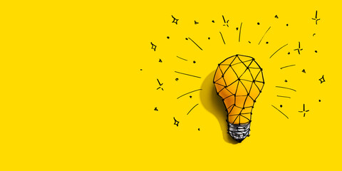 Idea light bulb with hand drawing sketch - Flat lay - Powered by Adobe