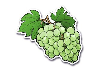 Green grapes, manga style vector illustration, sticker