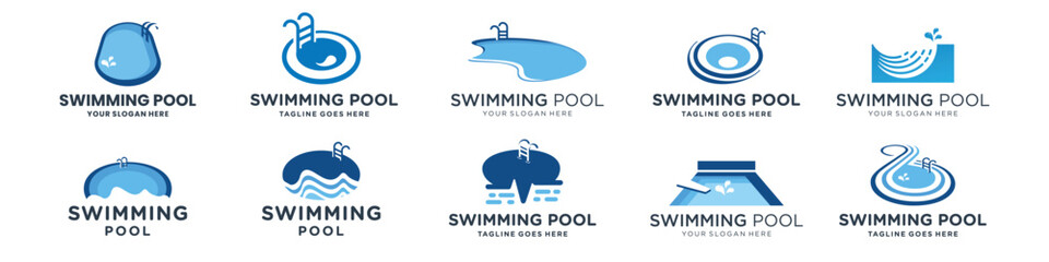 creative of swimming poll logo set. design of pool logo design inspirations. - obrazy, fototapety, plakaty