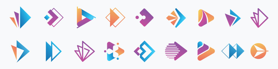 icon set vector of play button. media play icon set.