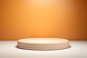 Empty round podium for product presentation with peach background