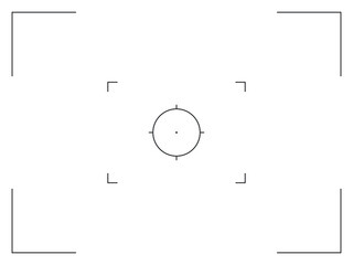 Digital photo focusing viewfinder. Abstract round recording camera frame