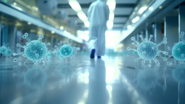 Multiresistente Keime und Erreger im Krankenhaus / Klinik / Hospital. MRGN. Querformat 16:9. Generative Ai.