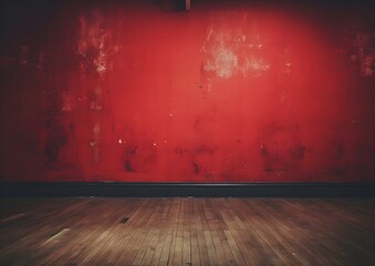 Simple room, ruby color Wall, vinyl Floor
