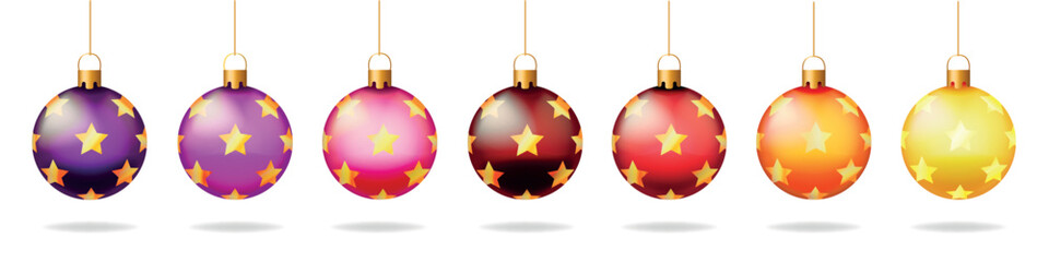 set og colorful rainbow christmas ball, vector eps 10