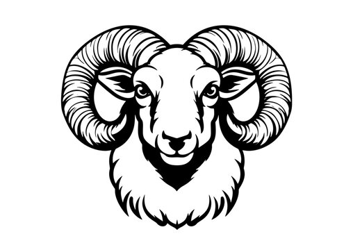 ram face with horns icon logo
