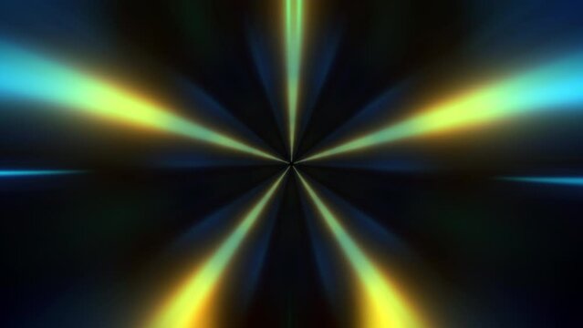 Abstract VJ loop colorful star radial blurred vortex tunnel background. 4K 3D rendering seamless loop background. Abstract sci-fi texture with shining flare net rotating.