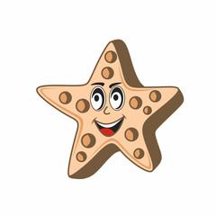 Cute and adorable cartoon style starfish character illustration design vector