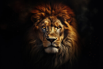 Naklejka premium closeup shot of lion's face