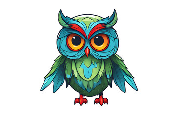 Naklejka premium cute owls. colorful friendly owl, stickers. funny animal joyful forest or zoo birds.