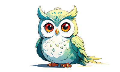 Fototapeta premium cute owls. colorful friendly owl, stickers. funny animal joyful forest or zoo birds.