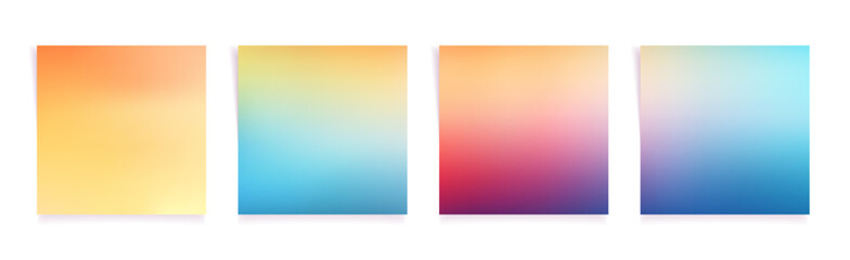 Set of trendy blur gradient posts with space for text. Vintage y2k pastel color banner collection for social media post. Minimalist blurred abstract square posters. vector illustration