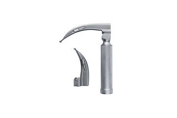 laryngoscope for tracheal intubation for ventilation of lungs on white background close-up. intubation kit on white background. anesthesiology, resuscitation, anesthesia, medical equipment, isolate
