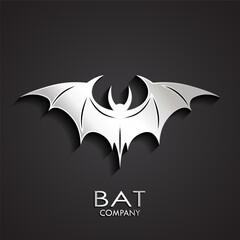 3d silver bat shape logo design