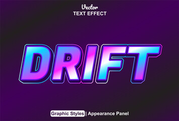 Obraz premium Drift text effect with purple graphic style and editable.