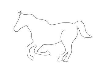 One continuous line drawing of horse. Animal icon. Isolated on white background vector illustration. Pro vector. 