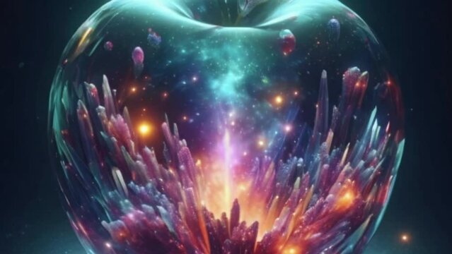 abstract light background apple with galaxy