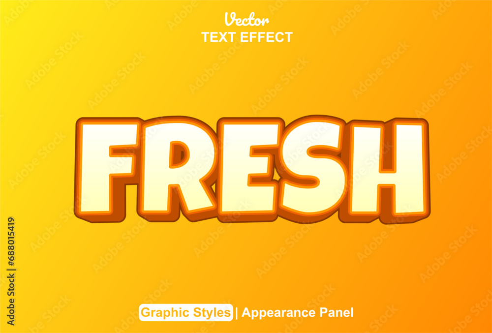 Aufkleber fresh text effect with orange color graphic style and editable.