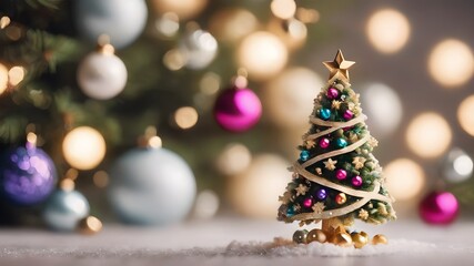 Fototapeta na wymiar Beautiful Christmas holiday frame of Christmas tree and gift boxes
