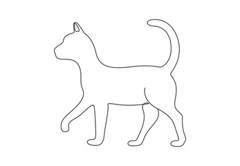 Cute cat single line drawing. Continuous one line drawing. Isolated on white background vector illustration. Premium vector. 