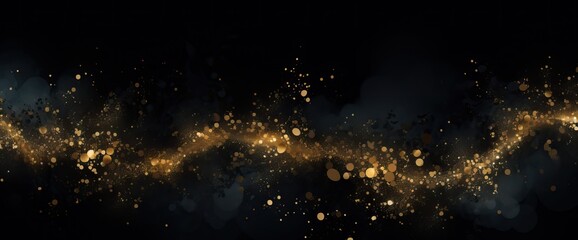 abstract black and gold background with gold flecks on - obrazy, fototapety, plakaty