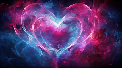 abstract background with heart made out of color smoke