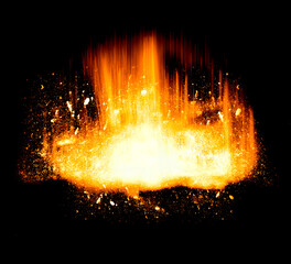 Explosion on a black background. Overlay effect