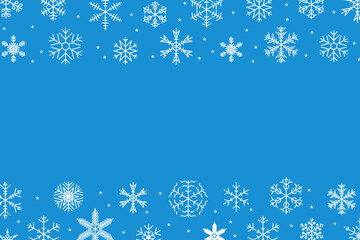 Decorative winter background with snowflakes, snow, stars. Vector illustration