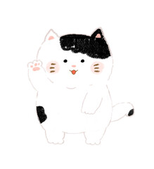 手を挙げるねこ　手描き