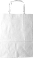 Reusable paper bag for carrying goods isolated on plain background.