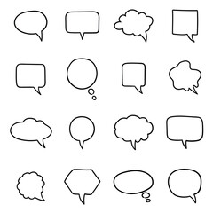 A hand-drawn doodle set of speech bubble on a white background.