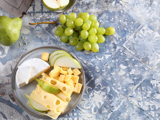 cheese board with grapes for appetizer