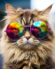 cat looking cool in purple framed shades