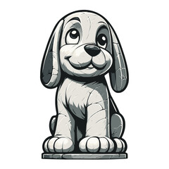 Beagle Dog Stone Statue Vector Illustration
