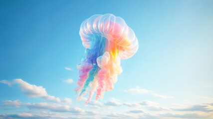 Abstract jellyfish balloon in the sky.