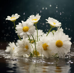 Fototapeta na wymiar Bouquet of daisies in water. Nature concept.