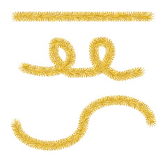 Golden tinsel. Vector image. Graphic resource for creativity