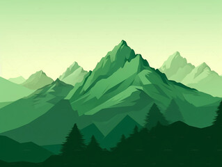 big green and orange mountain drawing