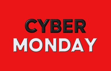 Cyber Monday Concept - White And Black Letters Writing Cyber Monday On Red Background