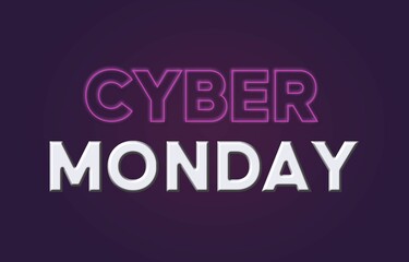 Cyber Monday neon sale banner, background. Vector