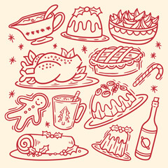 christmas illustrations outline vector