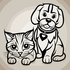 Cat and dog — Vector