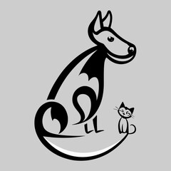 Cat and dog — Vector